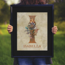 Steampunk-Blumen-Buchstabe I Poster