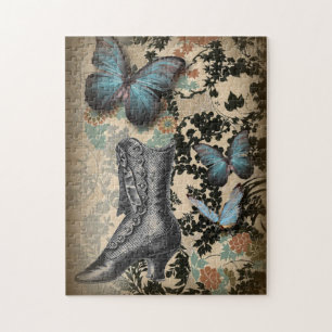 Steampunk-Blumen-Schmetterling-vintage-viktorianis Puzzle