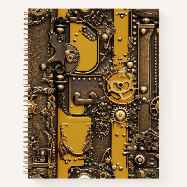 Steampunk Book Industrial Yellow Notizbuch (Vorderseite)