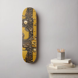Steampunk Book Industrial Yellow Skateboard