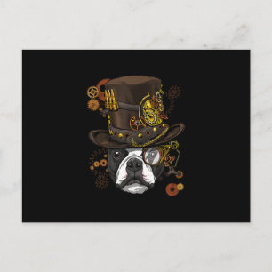 Steampunk Boston Terrier Hundeshirt Steampunk Love Ankündigungspostkarte