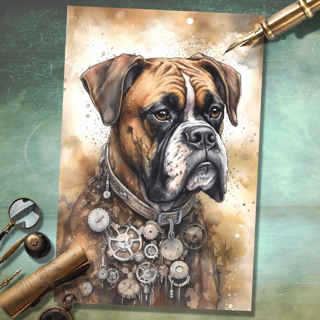 Steampunk Boxer Dog 1 Dekoupage Paper Seidenpapier (Von Creator hochgeladen)