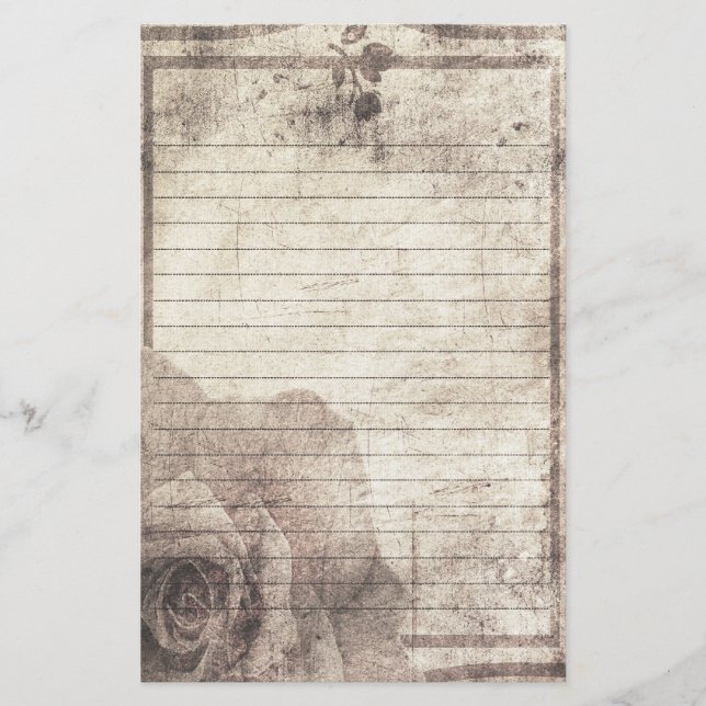 Steampunk Briefpapier - antike Rose (Vorderseite)