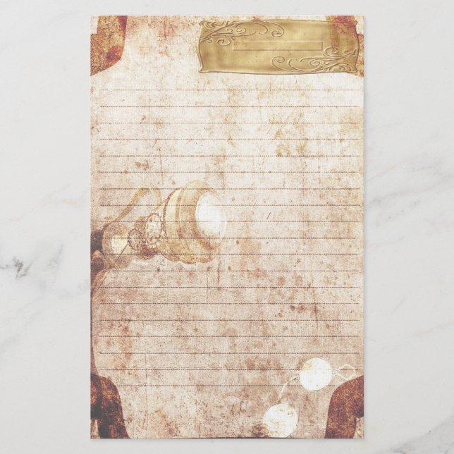 Steampunk Briefpapier - kreatives Namensschild (Vorderseite)