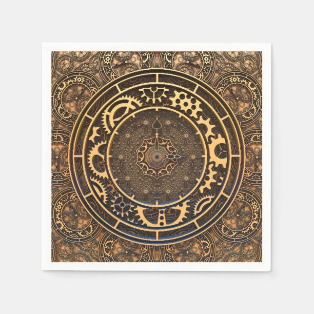 Steampunk Bronze Gears Filigree Serviette (Vorderseite)