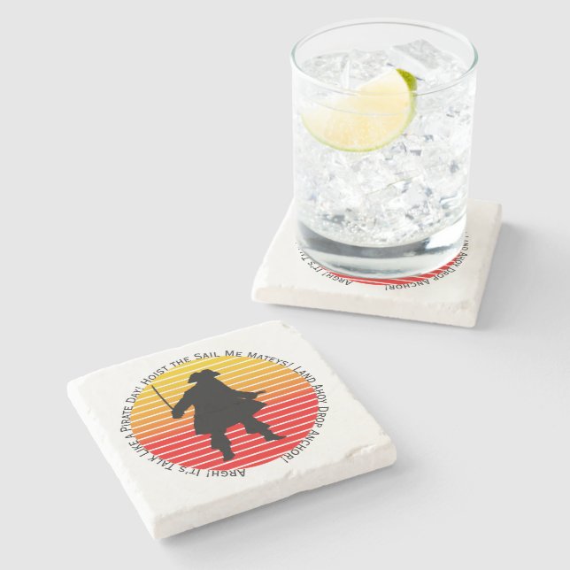 Steampunk Buccaneers sprechen wie ein Piratentag A Steinuntersetzer (Seitenansicht)