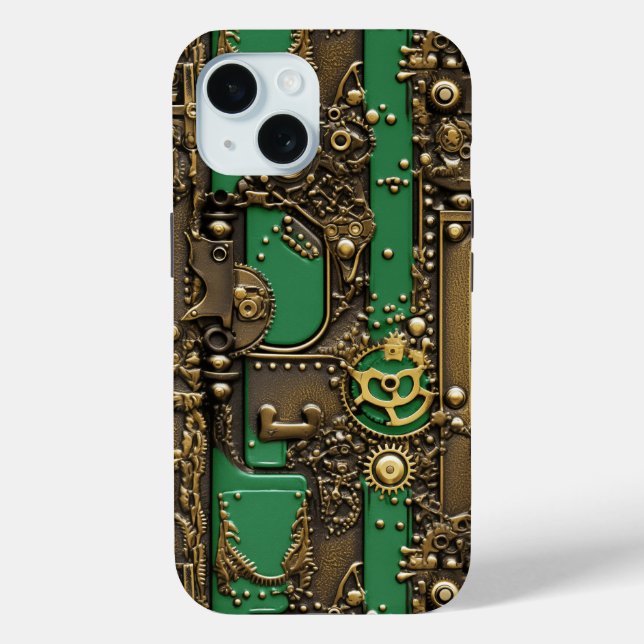 Steampunk-Buch-Industriegrün Case-Mate iPhone Hülle (Rückseite)