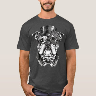Steampunk Bulldog Illustration T-Shirt