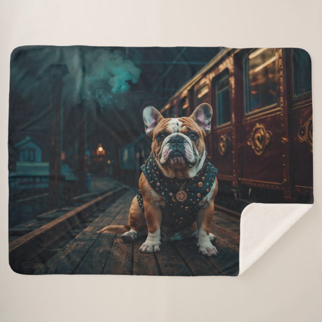Steampunk Bulldog Stationmaster Portrait Sherpadecke (Vorderseite (Horizontal))