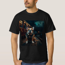 Steampunk Bulldog Stationmaster Portrait T-Shirt