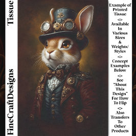 Steampunk Bunny Rabbit Portrait CR6 Decoupage Seidenpapier