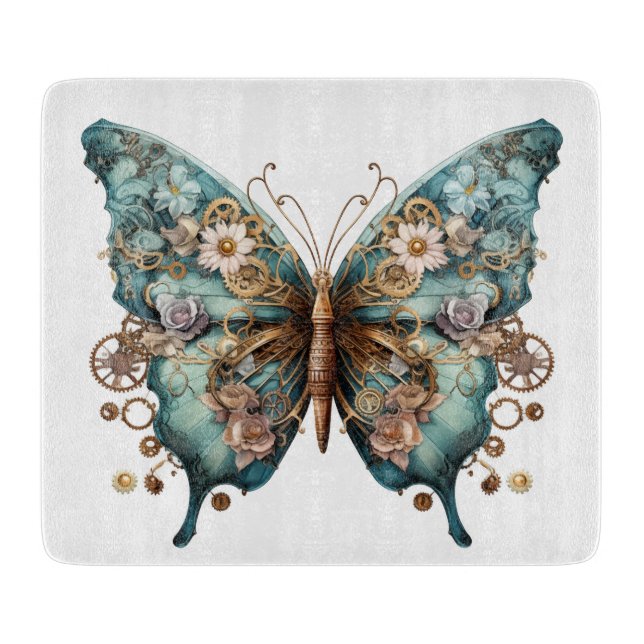 Steampunk Butterfly Cutting Board, Butterfly Schneidebrett (Vorderseite)