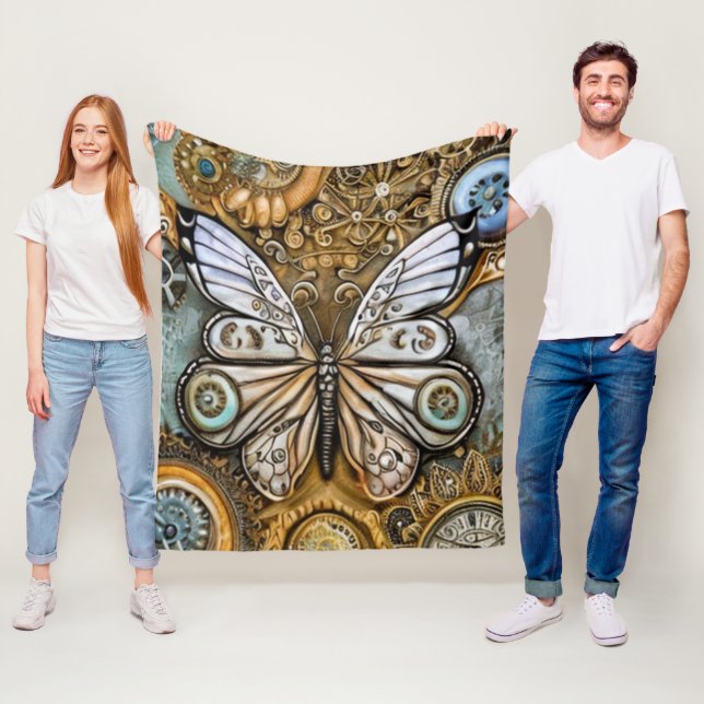 Steampunk Butterfly Fleecedecke (Beispiel)