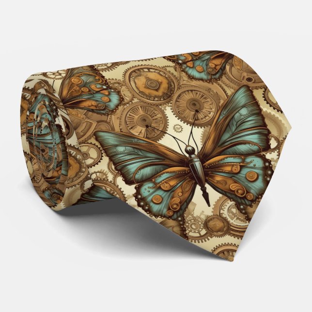 Steampunk Butterfly Krawatte - Men's Neck Tie (Gerollt)