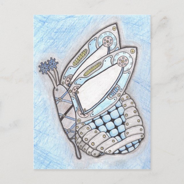Steampunk Butterfly Postcard Postkarte (Vorderseite)