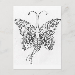 Steampunk Butterfly Postkarte