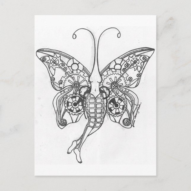 Steampunk Butterfly Postkarte (Vorderseite)