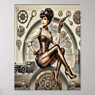 Steampunk Button-Up Art, Poster 1, Glamour & Vinta