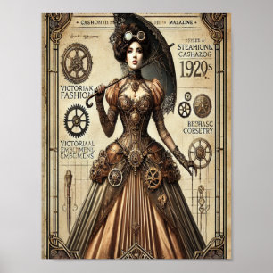 Steampunk Button-Up Art, Poster 1, Glamour & Vinta
