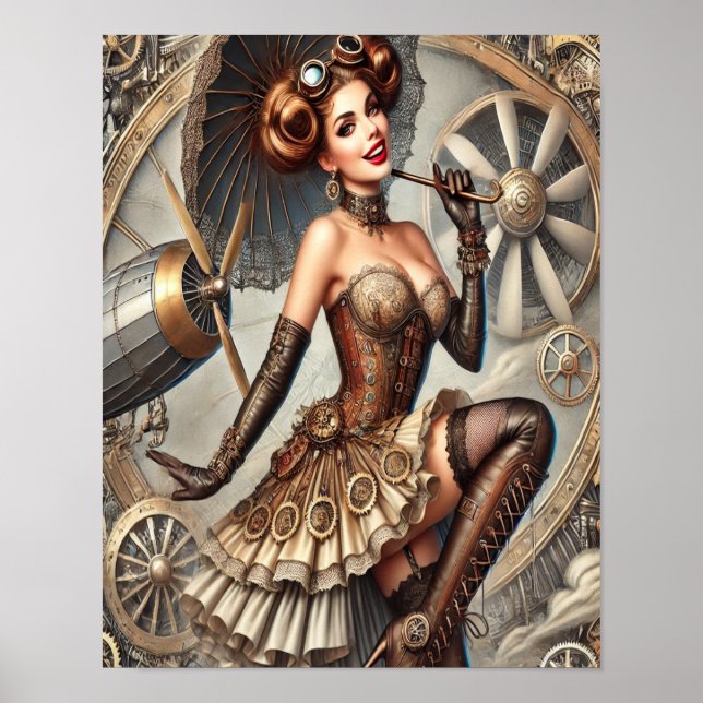 Steampunk Button-Up Poster 3, Glamour & Vintag (Vorne)