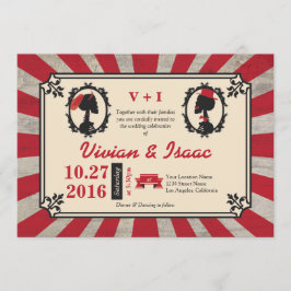 Steampunk Cameo Couple Offbeat Rote Einladungen