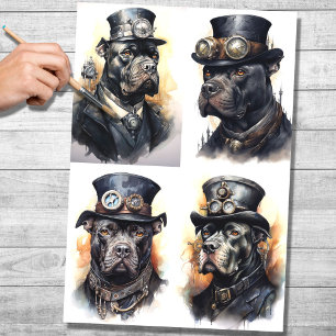 Steampunk Cane Corso Collage 1 Dekoupage Paper Seidenpapier