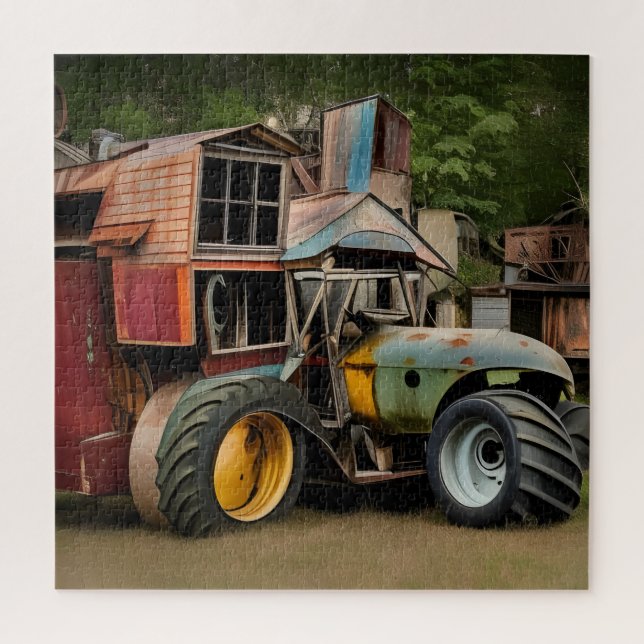 Steampunk Case Steam Tractor & Barn Puzzle (Vertikal)
