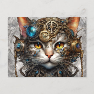 Steampunk Cat 1 Postkarte