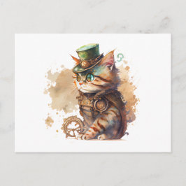 Steampunk Cat Adorable und Niedlich Postkarte
