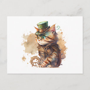 Steampunk Cat Adorable und Niedlich Postkarte