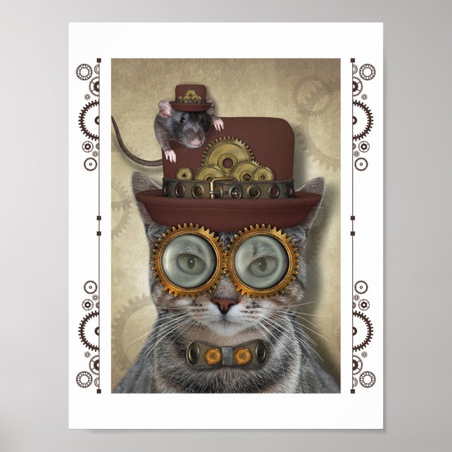 Steampunk Cat and Mouse Poster (Vorne)