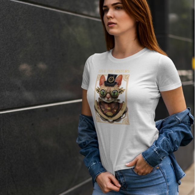 Steampunk Cat Animal Bizarre T-Shirt (Von Creator hochgeladen)