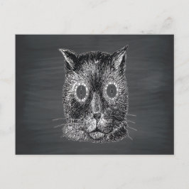 Steampunk Cat Black Chalkboard Postkarte