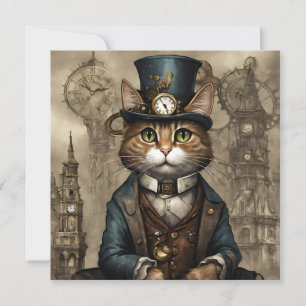 Steampunk Cat Einladung