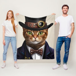 Steampunk Cat Fleecedecke