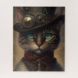 Steampunk Cat Jigsaw Puzzle, Retrofuturistische Ka Puzzle