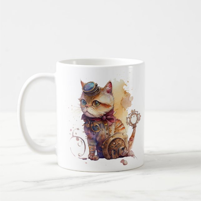 Steampunk Cat Kaffeetasse (Links)