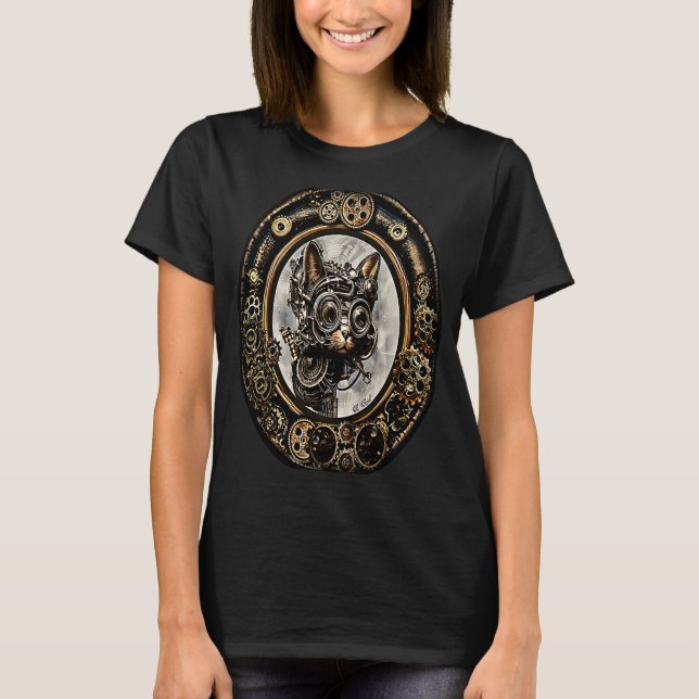 Steampunk Cat Kitten Industrial Robot Mechanical G T-Shirt (Vorderseite)