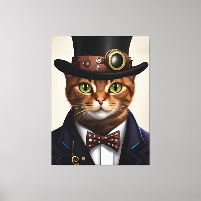Steampunk Cat Leinwanddruck (Vorderseite)
