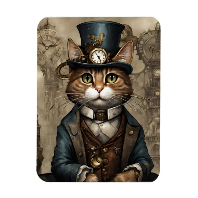 Steampunk Cat Magnet (Vertikal)