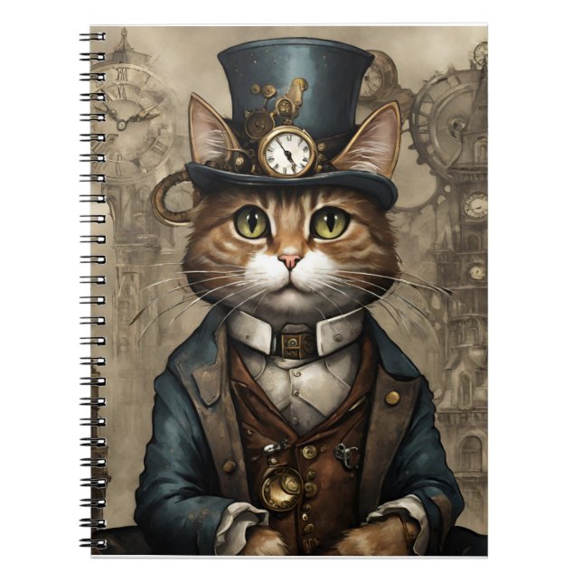 Steampunk Cat Notizblock (Vorderseite)