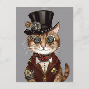 Steampunk Cat Postkarte