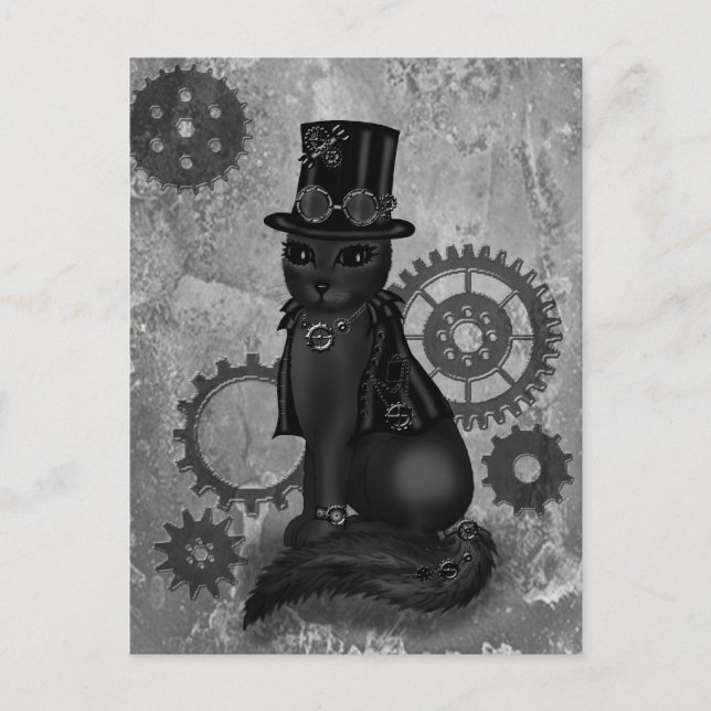Steampunk Cat Postkarte (Vorderseite)