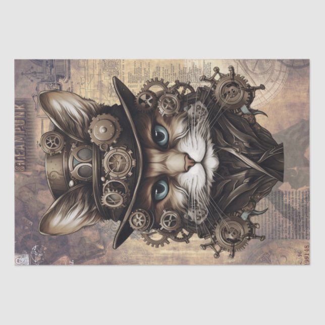 Steampunk Cat Seidenpapier (Vorderseite)