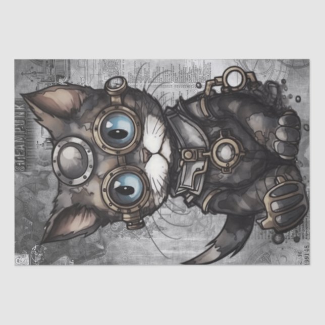 Steampunk Cat Seidenpapier (Vorderseite)