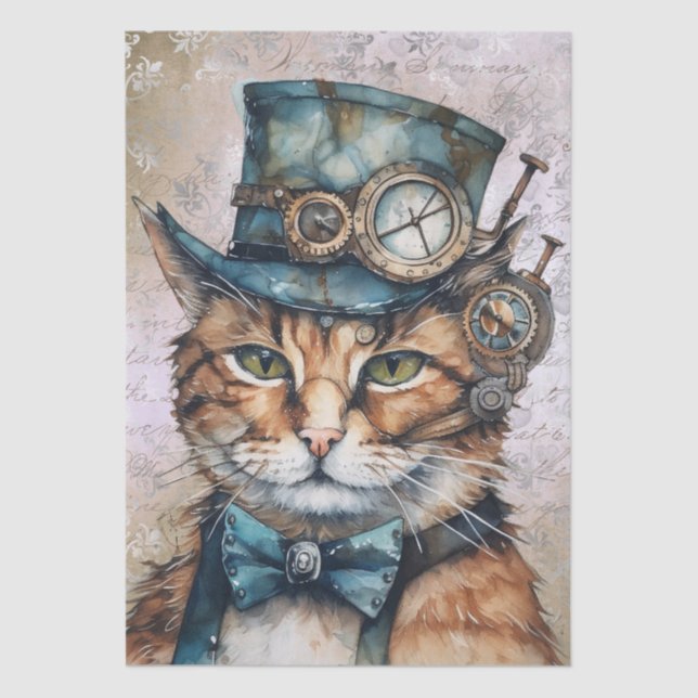 Steampunk Cat Seidenpapier (Vorderseite)