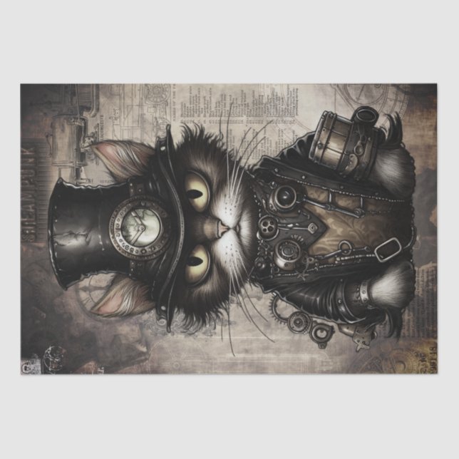 Steampunk Cat Seidenpapier (Vorderseite)