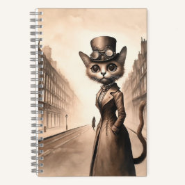 Steampunk Cat Spiral Notebook Notizbuch