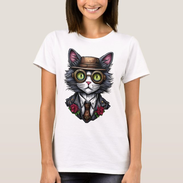 Steampunk Cat T-Shirt (Vorderseite)