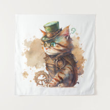 Steampunk Cat Tapestry